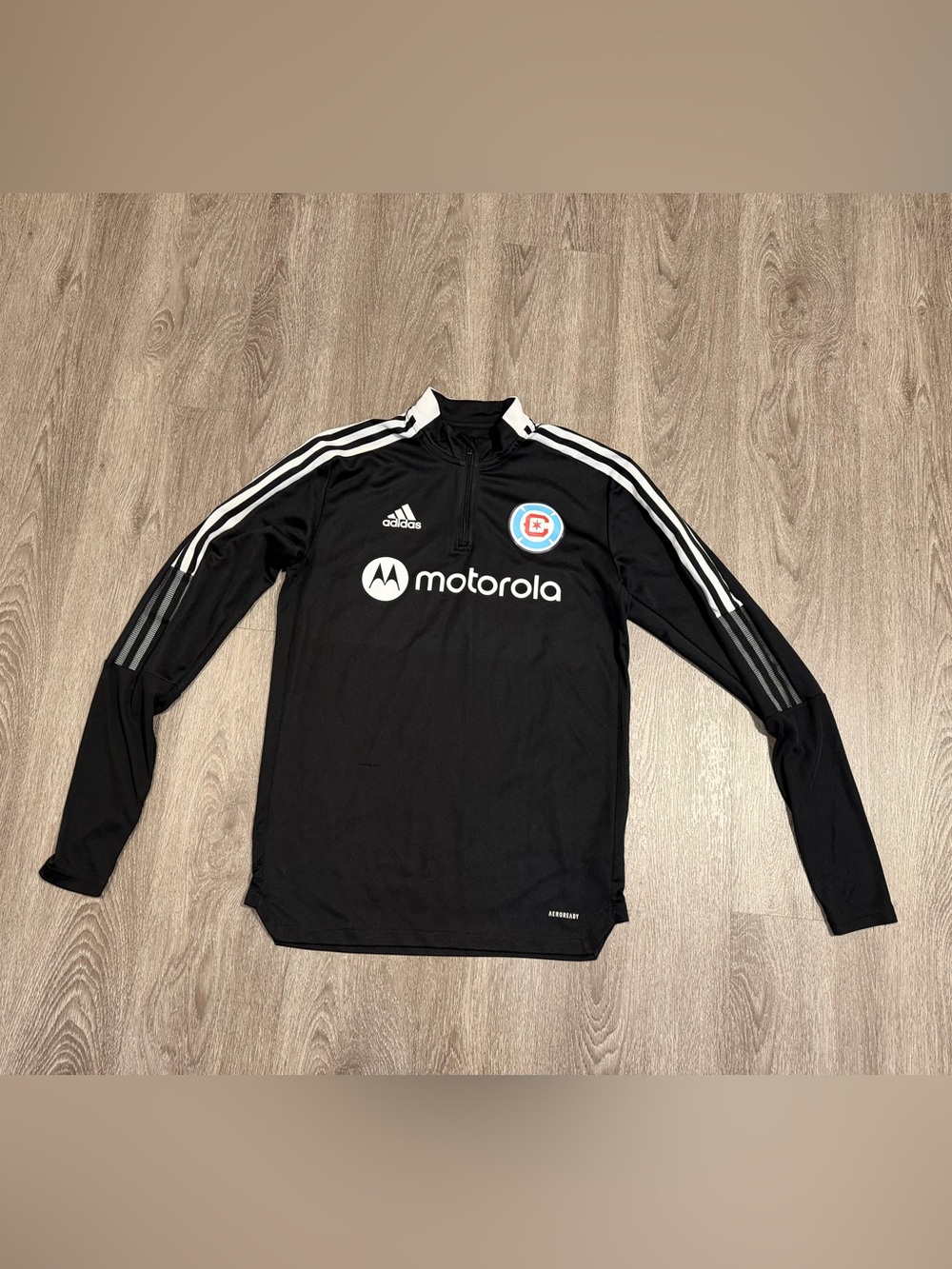 Adidas Chicago Fire FC MLS Soccer Motorola Training Quarter Zip Pullover Black M